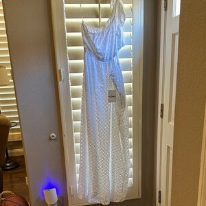White One-Shoulder Maxi Dress with side cut out NWT